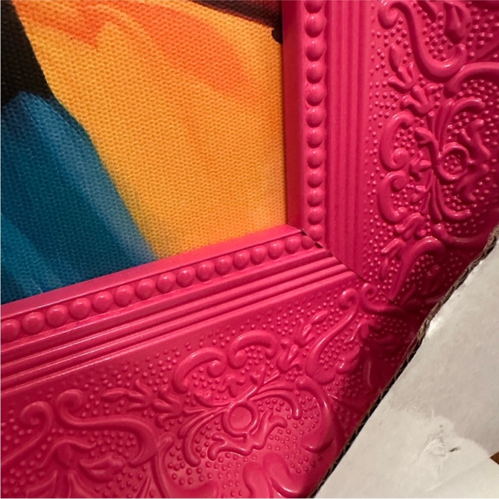 NEW Rene Michel Framed Bird Canvas, Hot Pink - Picture 4 of 8